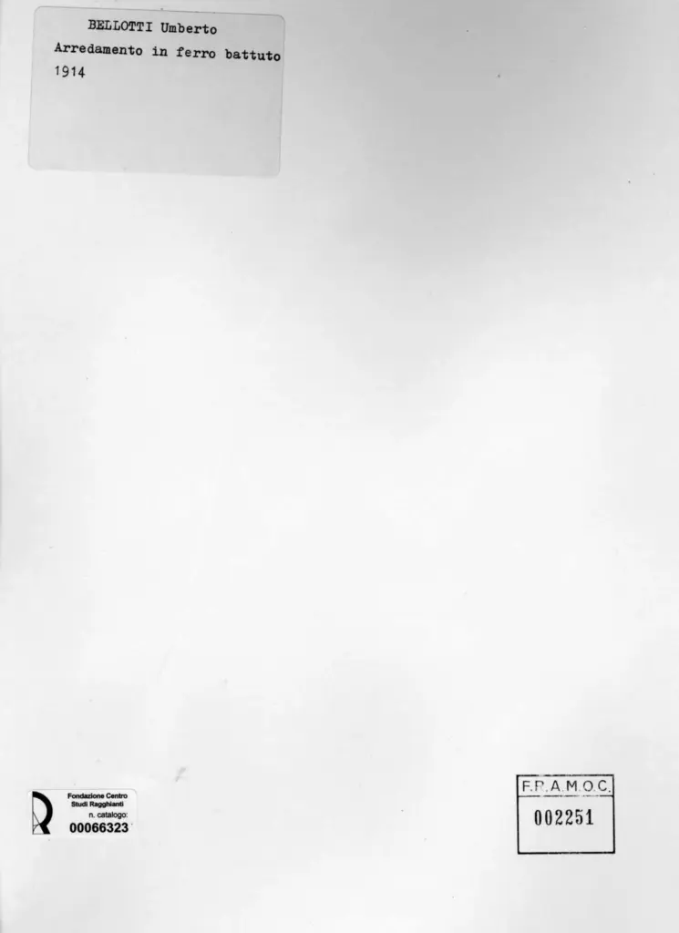 Anonimo , Bellotti, Umberto - sec. XX - Arredamento in ferro battuto , retro