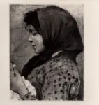 Lega, Silvestro , Ritratto di donna che lavora ai ferri