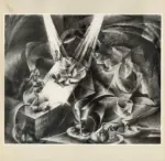 Boccioni, Umberto , Scomposizione di una figura a tavola