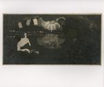 Anonimo , Cadorin, Guido - sec. XX - Pennello decorativo su lacca turchina