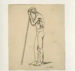 Carr&agrave;, Carlo , Figura maschile con bastone