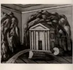 De Chirico, Giorgio , Interno con tempio greco