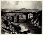 Bacci, Attilio , De Pisis, Filippo - sec. XX - Il ponte di Narni (omaggio a Corot)