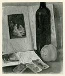 Martinelli, Onofrio , - Libro con bottiglia frutta e carte