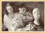 Menzio, Francesco , Ambiente con figure e oggetti -