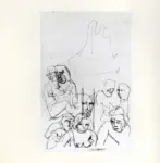 Tavernari, Vittorio , Schizzo di volti con coppia abbracciata sul fondo