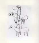 Anonimo , Tavernari, Vittorio - sec. XX - Due schizzi di cavallo con cavaliere