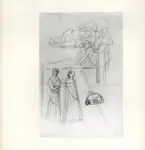 Anonimo , Tavernari, Vittorio - sec. XX - Studio per tomba con due figure e paesaggio sul fondo