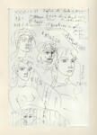 Università di Pisa. Dipartimento di Storia delle Arti , Zancanaro, Antonio - sec. XX - "Divina Commedia": quaderno B, foglio 49 recto: "Maria, Rachele, Beatrice, Adamo e Eva"