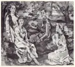 Kokoschka, Oskar , Prince Dietrichstein e le sue sorelle nel parco di Schloss Weidlingau