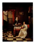 Van Hamme, Alexis , Elegant ladies in an interior -