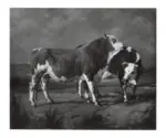 Verboeckhoven, Eug&egrave;ne , A bull and a cow in a landscape