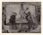 Ensor, James , Maschere che si disputano un impiccato