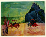 Bernard, Emile , Combat de chevaliers au bord de la mer -