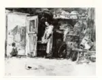 Anonimo , Boudin, Eug&egrave;ne - sec. XIX - Interieur d'une Ferme