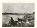 Boudin, Eug&egrave;ne , Les laveuses des bords de la Touques