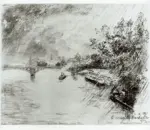 Bracquemond, Felix , Vue du pont des Saints-P&eacute;res