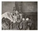 Cezanne, Paul , Recipienti, frutta e tappeto (la bottiglia di Peppermint)
