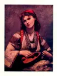 Corot, Jean Baptiste Camille , Gitane &agrave; la mandoline