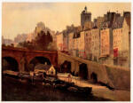 Daubigny, Charles François , - Veduta di città con ponte