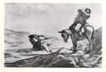 Anonimo , Daumier, Honoré - sec. XIX - Don Chisciotte carica i mulini