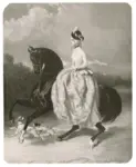 De Breux, Alfred , Amazone sur un Cheval noir, et deux Chiens