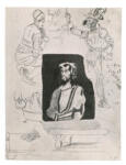 Anonimo , Delacroix, Eugène - sec. XIX - Foglio di studi con l'autoritratto di Durer