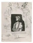 Anonimo , Delacroix, Eug&egrave;ne - sec. XIX - Foglio di studi con l'autoritratto di Durer