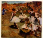 Degas, Edgar , La r&eacute;p&eacute;tition sur la sc&eacute;ne. Cinq danseuses
