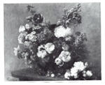 Fantin - Latour, Henri , - bouquet di fiori misti e rose sul tavolo