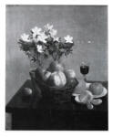 Fantin - Latour, Henri , - Natura morta con azalee, frutta e bicchiere di vino