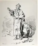 Gavarni, Pierre , uno degli ultimi croquis - litografia incisa da Ch. Maurand 1875