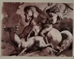 Anonimo , Gericault, Jean Louis - sec. XIX - Caccia al cervo