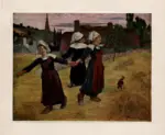 Gauguin, Paul , Girotondo di tre bretoni, paesaggio con donne