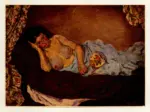 Anonimo , Guillaumin, Jean-Baptiste-Armand - sec. XIX - Femme nue couch&eacute;e &agrave; l'&eacute;cran japonais