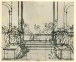 Anonimo , Ingres, Jean Auguste Dominique - sec. XIX - Studio per scena con Cristo et al.