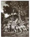 Anonimo , Jacque, Charles - sec. XIX - Paesaggio con pecore