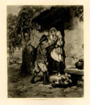 Midy, Adolphe , - Madre con bambino sulla porta di casa