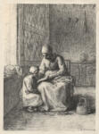 Millet, Jean Francois , Mère et enfant. Madre e bambino