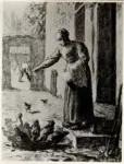 Millet, Jean Francois , Femme donnant &agrave; manger &agrave; ses poules. Donna dando a mangiare ai polli