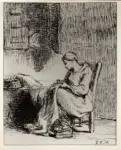 Millet, Jean Francois , Paysanne raccomedant son linge