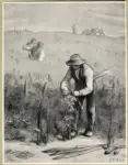 Millet, Jean Francois , Uomo lavorando nella vigna