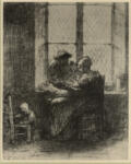 Millet, Jean Francois , - donna che parla alla finestra con un uomo