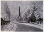 Anonimo , Monet, Claude - sec. XIX - L'eglise de Pourville, temp de neige