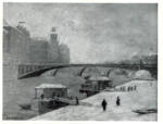 , , Le pont d'Arcole et le Palais de Justice a Paris en hiver -