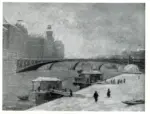 &nbsp; , Le pont d'Arcole et le Palais de Justice a Paris en hiver -