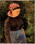 Pissarro, Camille , Donna con grembiule e fazzoletto in testa