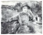 Anonimo , Renoir, Pierre Auguste - sec. XIX - Donna seduta all'aperto (Alla Grenouill&egrave;re)