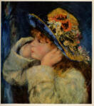 Anonimo , Renoir, Pierre Auguste - sec. XIX - Giovanetta con cappello ornato di fiori