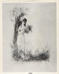 Anonimo , Renoir, Pierre Auguste - sec. XIX - Giovane donna con un bouquet